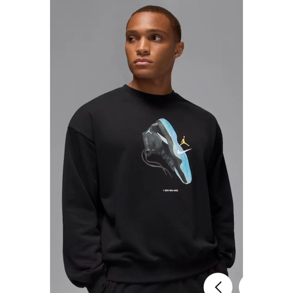 NEW Men NIKE Jordan Brooklyn Fleece Crew-Neck XL Sweatshirt BLACK IM6301 010